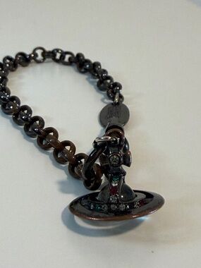 Vivienne Westwood Chain Orb Charm Bracelet with Multicolor Stones